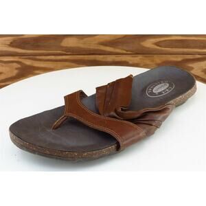 Dr. Scholl's Sz 7.5‎ M Brown Flip Flop Leather Women Sandals Ease